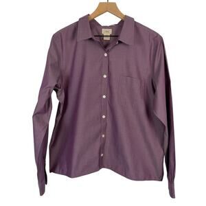 LL Bean Women's Wrinkle Resistant Blouse Top Purple XL 100% Cotton Office Casual